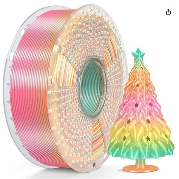 Sunlu Silk Rainbow 3D Printer Filament, 1.75mm, 1KG Spool