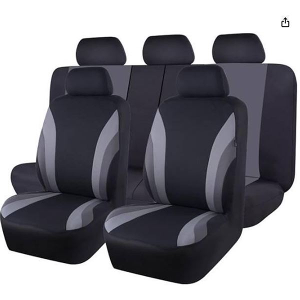 Car Pass Line Rider 9-Piece Universal Fit Car Seat Cover in Black and Gray