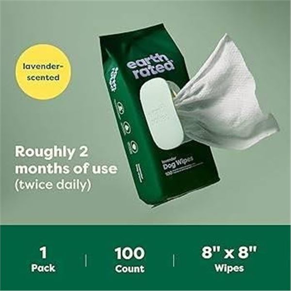 Earth Rated Dog Wipes, Hypoallergenic, Lavender, 400 Count