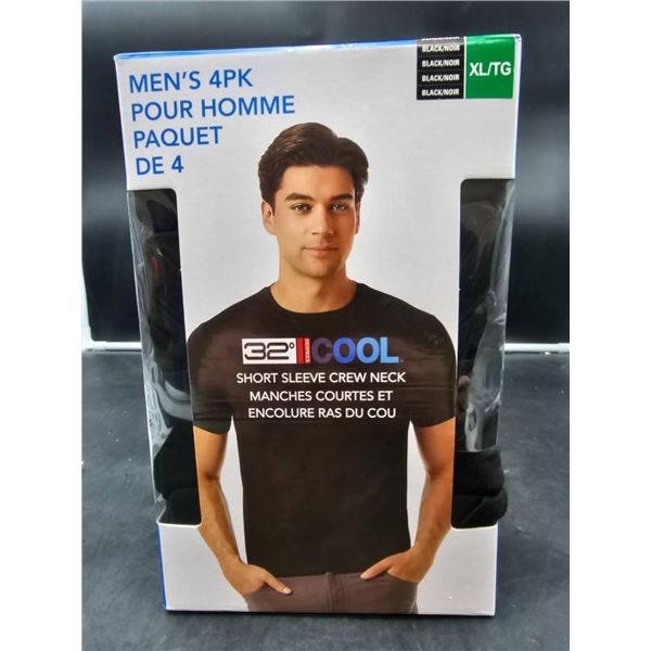 32 Degrees Cool Men’s 4-Pack Crew Neck T-Shirts, Size XL/XXL, Black/Grey