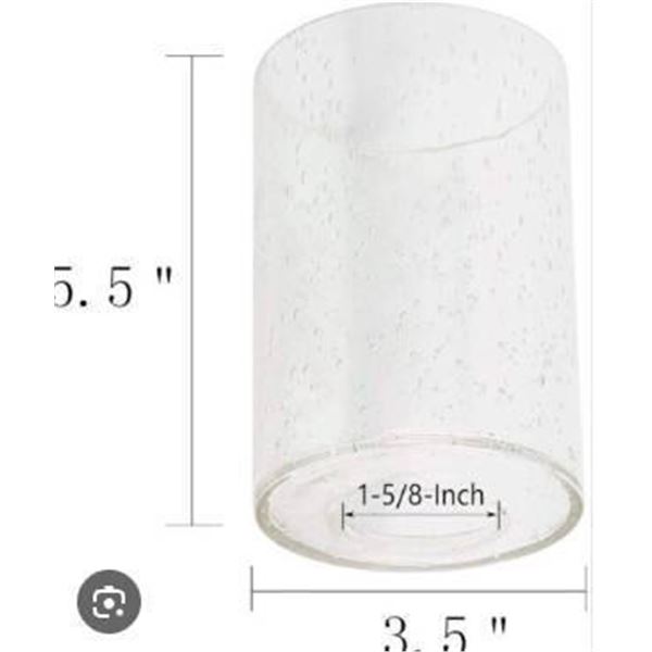 Seeded Glass Lamp Shades, 2 Units, Diameter 3.5 Inches, Height 5.5 Inches