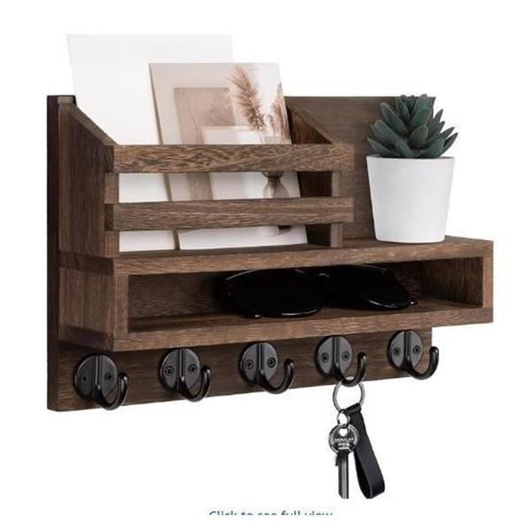 Lucundm CA-LM-XK001-001 Key and Mail Holder With Hooks – Brown