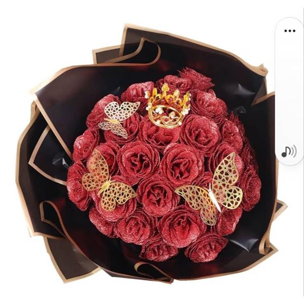 DIY Glitter Roses Artificial Flowers Bouquet with Accessories