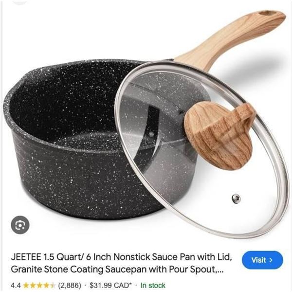 Jeetee 1.5 qt Marble Series Nonstick Saucepan with Glass Lid