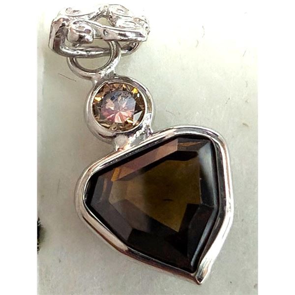 $3600 14K  Natural Brown Diamond 1Ct + 0.1Ct Pendant