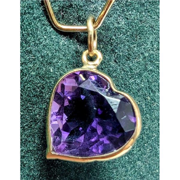$500 10K  Natural Amethyst 4Ct Pendant