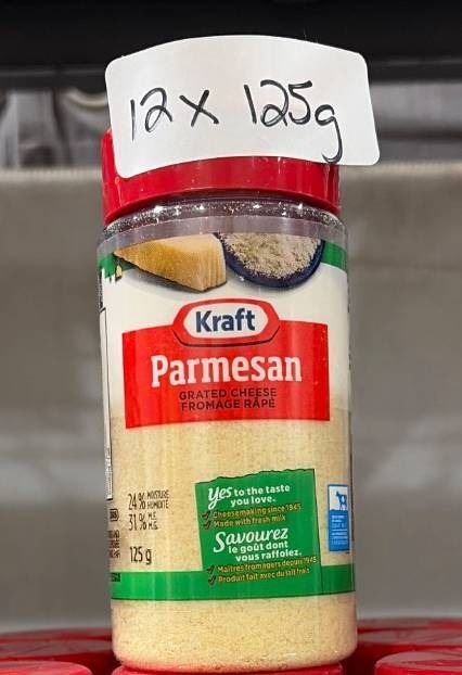 Kraft Parmesan Cheese 125g Containers (Lot of 12)