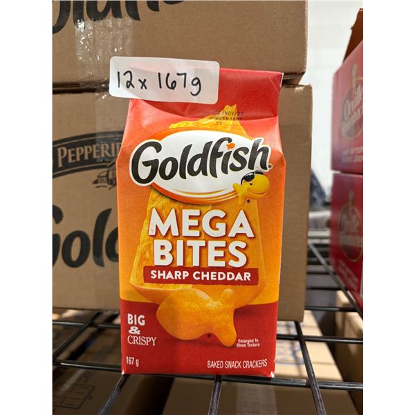 Goldfish Mega Bites Sharp Cheddar, 12 Units of 167g Each