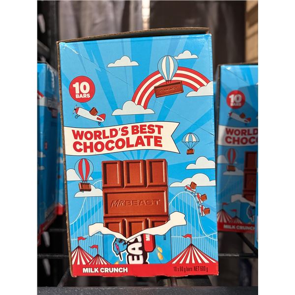 MrBeast Feastables Milk Crunch Chocolate Bar 10-Pack