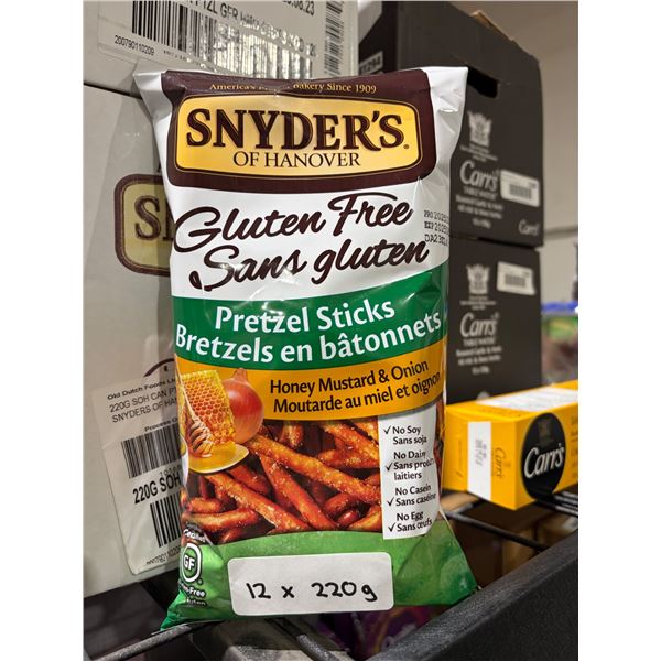 Snyder’s of Hanover Gluten-Free Pretzel Sticks, Honey Mustard & Onion, 12 x 220g