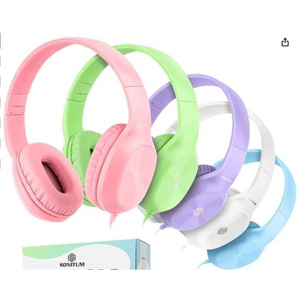 Sonitum On-Ear Headphones, 10 Pack, Lightweight and Adjustable