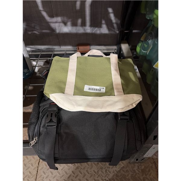 Dakuly Backpack and Tote Bag Combo in Black and Green Canvas/Nylon