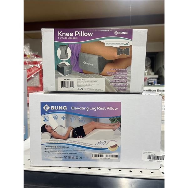 Ebung Memory Foam Knee Pillow and Elevating Leg Rest Pillow Bundle