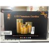 Image 2 : Glass Battery Operated LED Flameless Candles With Remote and Timer, Pack of 3