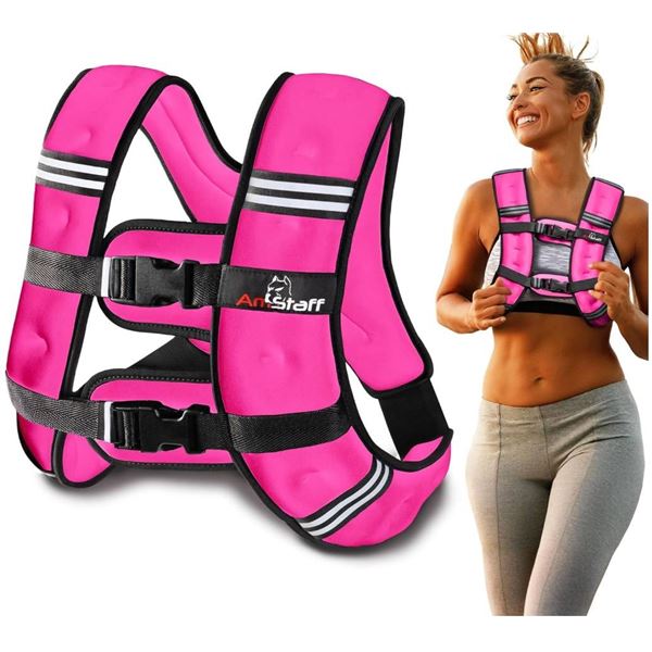 AmStaff Fitness Running Weight Vest, Pink, 18 Lb, Model WV08B9