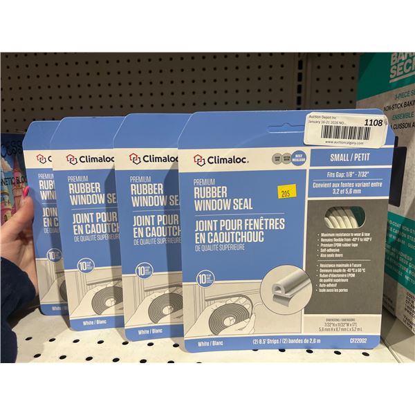 Climaloc Premium Rubber Window Seal, Small, White, 2 Strips, Fits 1/8” – 7/32[x=#8