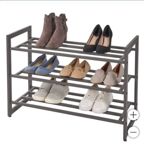 Neatfreak 3-Tier Stackable Shoe Rack, Charcoal Grey