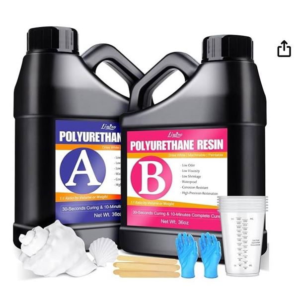 Polyurethane Resin – 72oz Fast Cured 2 Part Casting Resin Kit, White Resin for Painting, Lo