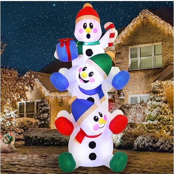 Joiedomi 6 Ft Snowman Brothers Holiday Inflatable with LED Lights