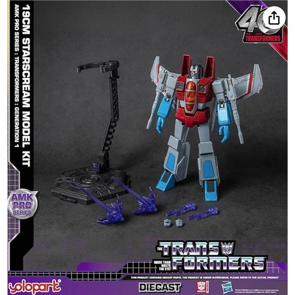 Transformers Yolopark AMK Pro Series Starscream With Upgraded Weaponry 7.48″ Collectable