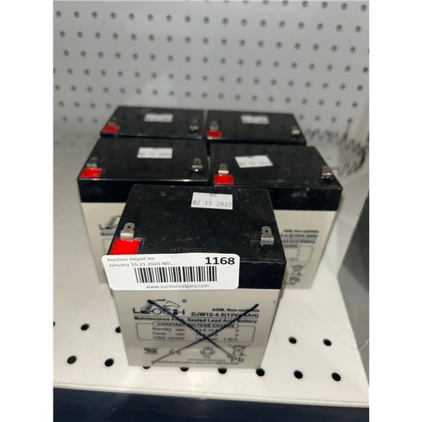 Lot of 5 – Leoch DJW12-4.5 12V 4.5Ah Sealed Lead Acid Batteries