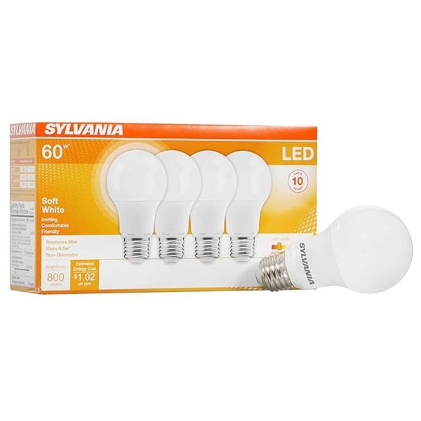 Lot of 6 Sylvania 60W LED Soft White Bulbs, 4-Bulbs Per Box