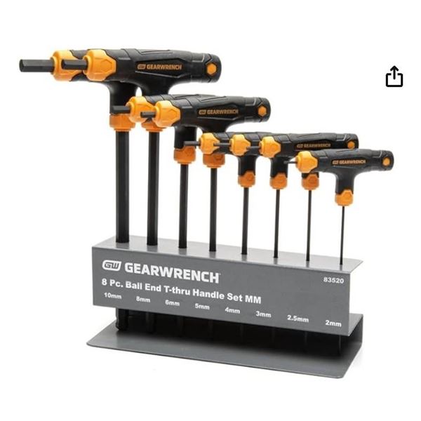 Gearwrench 8-Piece Metric Ball End T-Handle Hex Key Set Model Number 83520