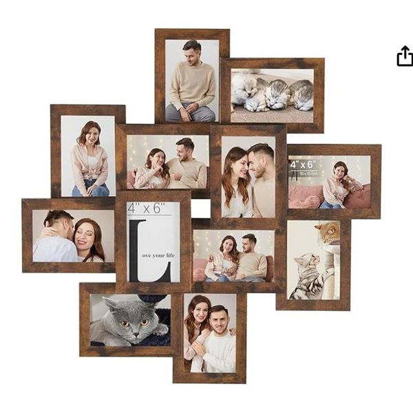 SONGMICS 4×6 Collage Picture Frames, 12-Pack Picture Frames Collage for Wall Decor, Photo Collage Fr