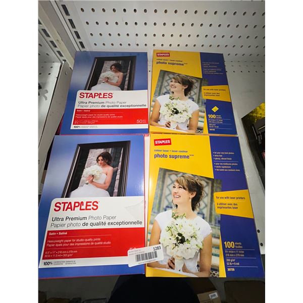 Lot of Staples Ultra Premium Photo Paper and Photo Supreme Paper, Assorted Sizes