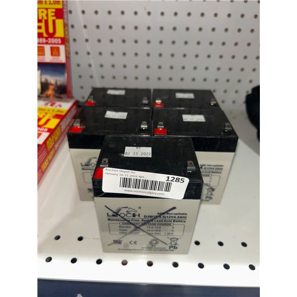 Lot of 5 Leoch DJW12-4.5 (12V 4.5Ah) AGM Non-Spillable Batteries