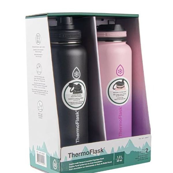 ThermoFlask 40 oz Bottle – Stainless Steel, Double-Wall Insulation & BPA-Free – Le