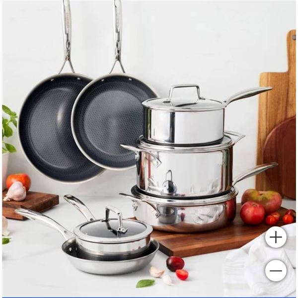 HENCKELS Paradigm Hybrid Ceramic Non-Stick Tri-ply Clad Cookware Set, 11-piece