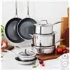 Image 1 : HENCKELS Paradigm Hybrid Ceramic Non-Stick Tri-ply Clad Cookware Set, 11-piece