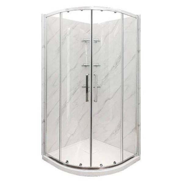 Dolphin Plumbing 38-Inch Round Shower with Tempered Glass and Acrylic Wall