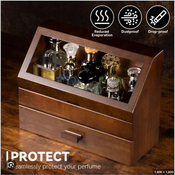 Emfogo Cologne Organizer Wooden Storage Rack with Display Area