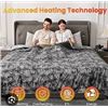 Image 1 : Electric Heated Blanket with Cable, Gray and White Pattern – DOUBLE