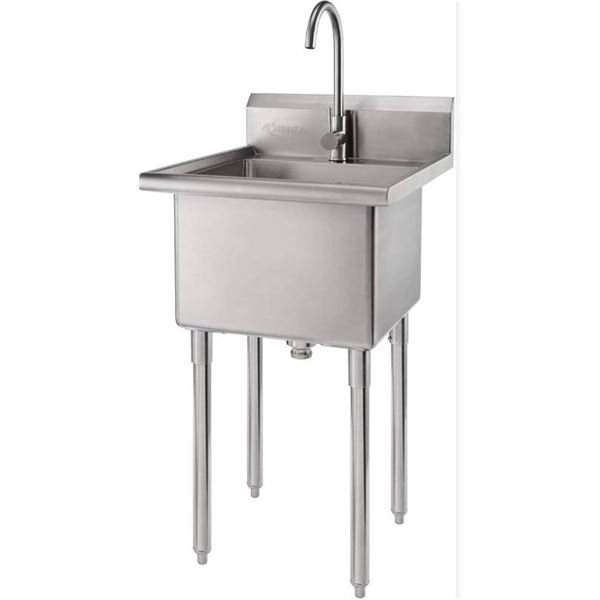 Trinity Stainless Steel Utility Sink with Faucet and Accessories
