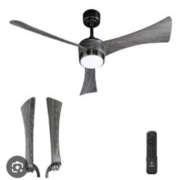 VAGIZM Ceiling Fan 52” With Light & Remote: Quiet Reversible DC Motor – (Black+Wal