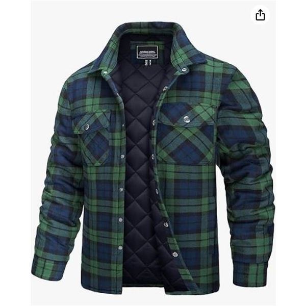 Tacvasen Outdoor Sports Tactical Jacket with Green and Blue Plaid Design men’s Large