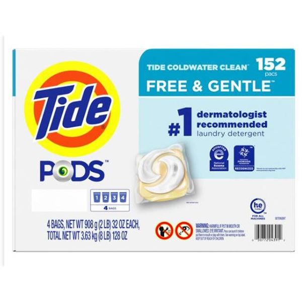 Tide PODS Free & Gentle Unscented Laundry Detergent, 152 Count