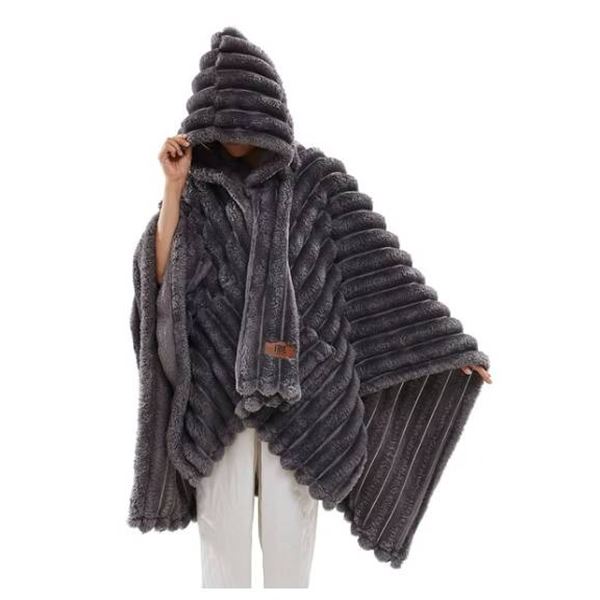 FRYE Faux Fur Wearable Throw with Pockets