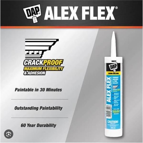 DAP Alex Flex Acrylic Latex Caulk 78542, 12-300 mL Cartridges, White