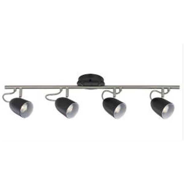 Project Source 4-Head Track Light in Black Finish with Brushed Nickel Accents