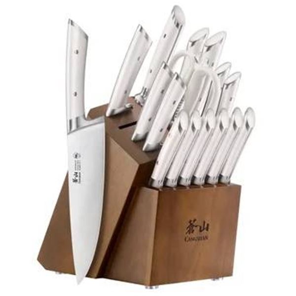 Cangshan Rainer Series 17-Piece Knife Block Set, White