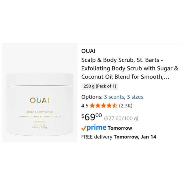 Ouai Scalp and Body Scrub, St. Barts Edition, 8.8 Oz Capacity