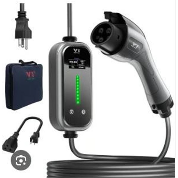 Portable EV Charger With Display and Plug
