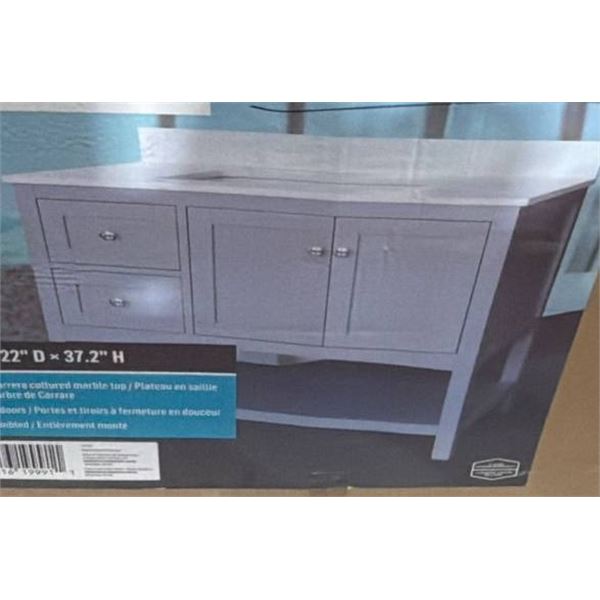 Co-Op Gold 42-Inch Daisy Vanity With Carrera Marble Top – Marble top intact, Sink Basin Bro