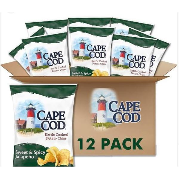 Cape Cod Kettle Cooked Potato Chips, Sweet & Spicy Jalapeno, 220g, 12 Bags