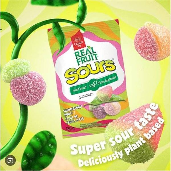12 x 350 g Dare Candy Co. Real Fruit Sours Gummies, Summerfruit Burst