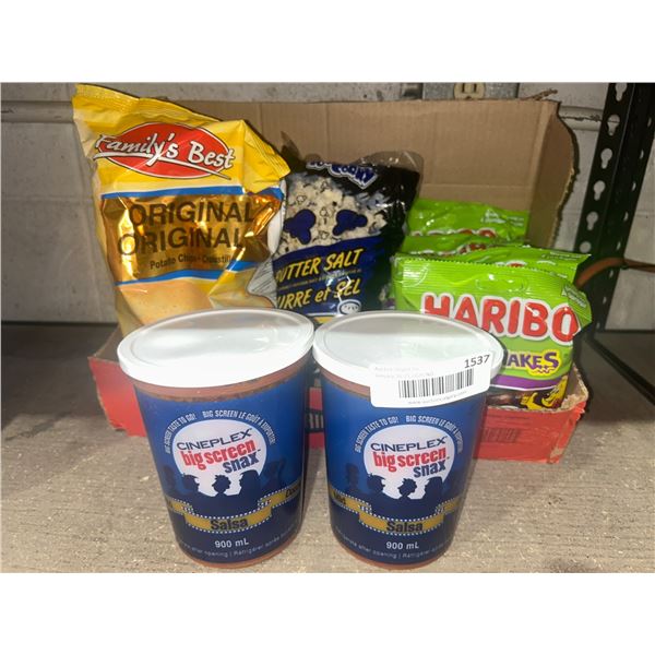 Snack Bundle Featuring Cineplex Popcorn and Haribo Gummy Snacks